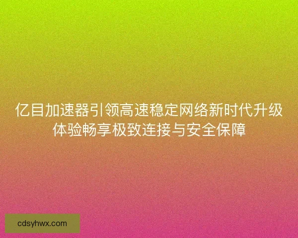 亿目加速器引领高速稳定网络新时代升级体验畅享极致连接与安全保障